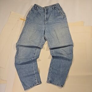 VTG Dockers Womens S 27x29" Tapered Mom Jeans 90s Blue Denim Modified Hem Stains